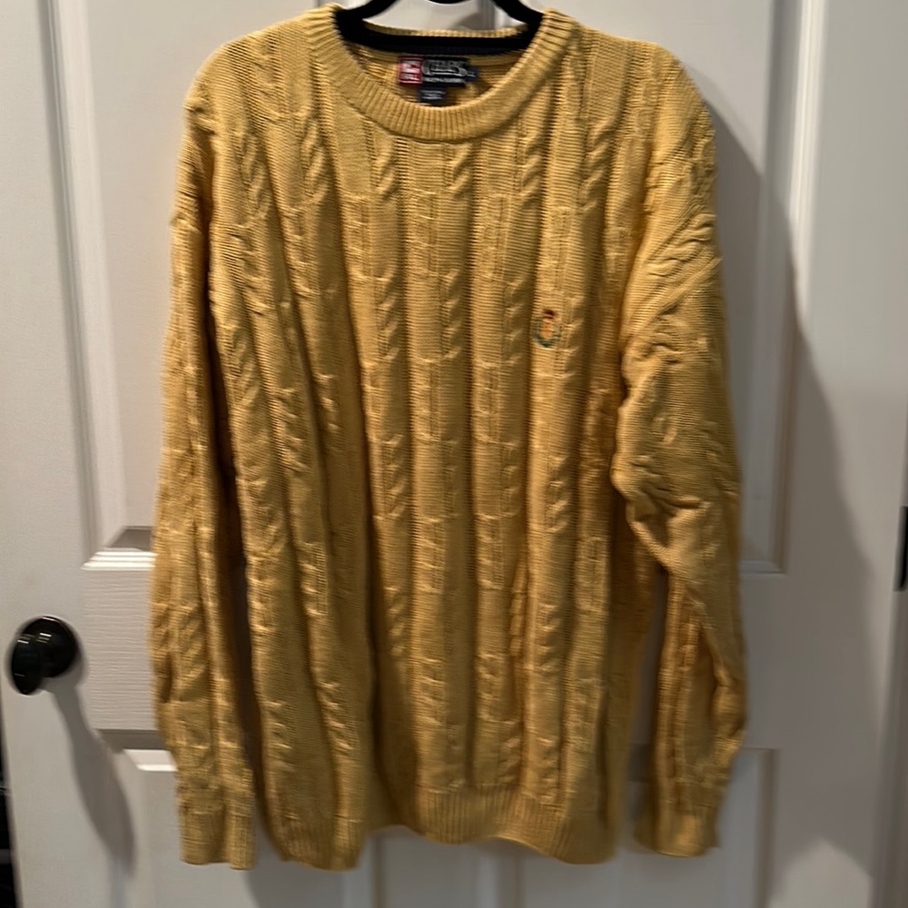 Chaps size large mustard, colored crewneck cable sweater